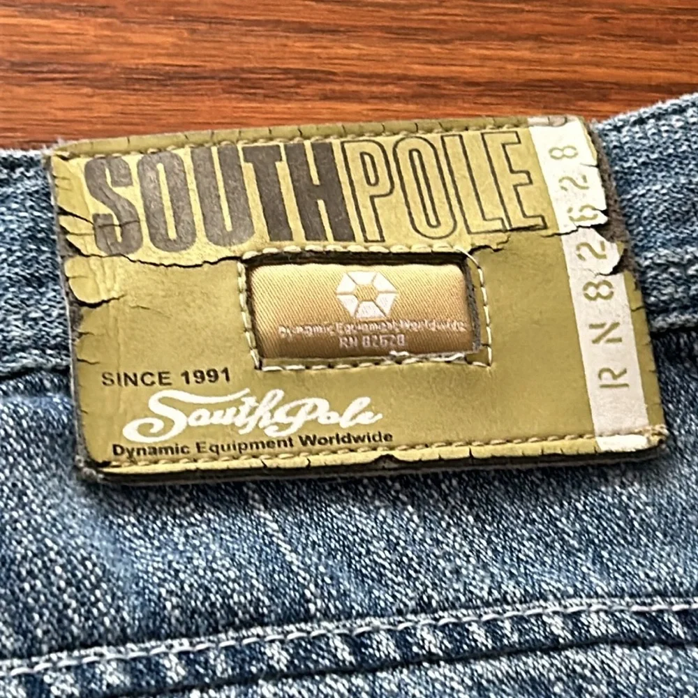 Y2K Vintage South Pole Baggy Jorts Rare Med Wash Designed Pocket Mens Size‎ 40 - Picture 5 of 10
